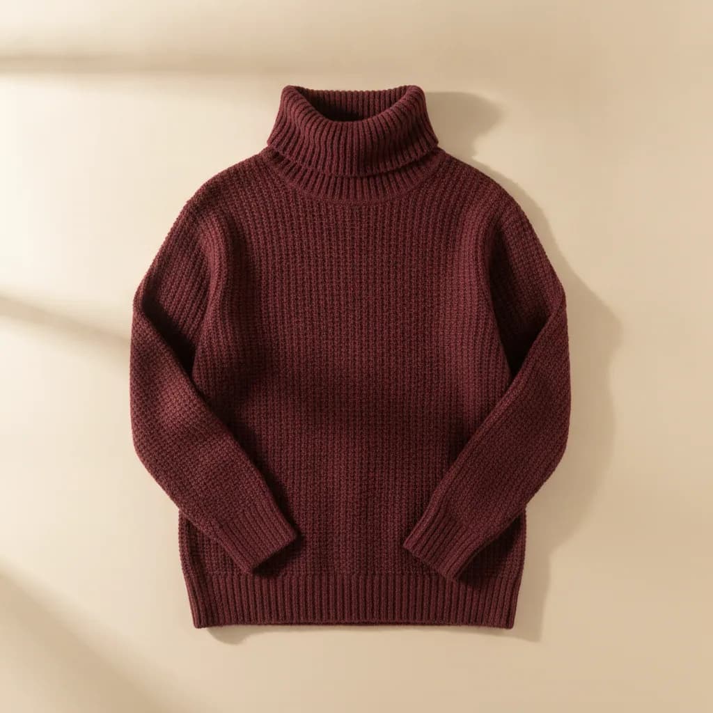 Balıkçı Yaka Triko - Bordo