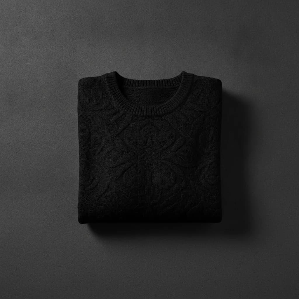 Desenli Jacquard Kazak - Siyah